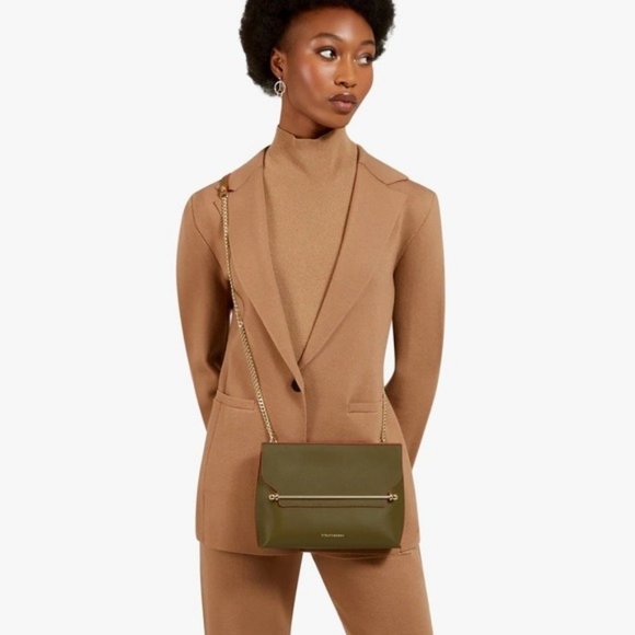 Strathberry Convertible Crossbody Stylist Bamboo Fire Edge NWT Gold Chain Strap - Picture 3 of 9